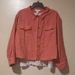 Rust Button-Up Jacket Rachel Zoe LG Matching Lucky Brand Top Lg